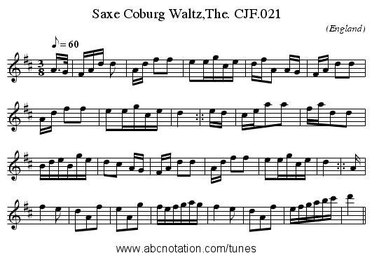 Saxe Coburg Waltz,The. CJF.021 - staff notation