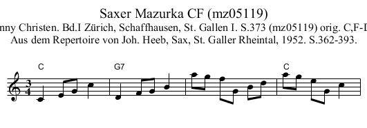 Saxer Mazurka CF (mz05119) - staff notation