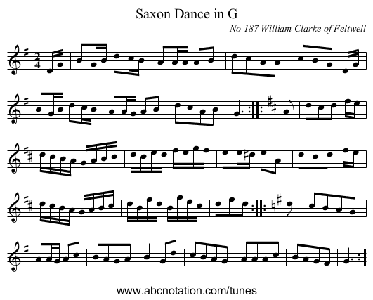 Saxon Dance in G - staff notation