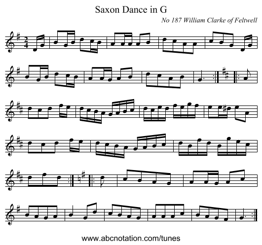 Saxon Dance in G - staff notation