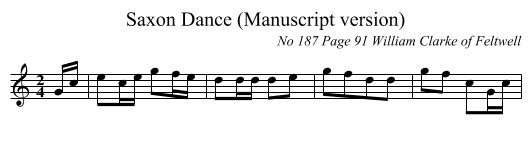 Saxon Dance (Manuscript version) - staff notation