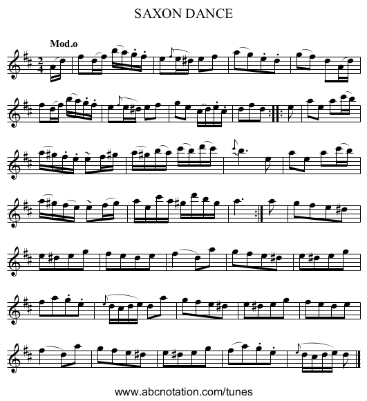 SAXON DANCE - staff notation