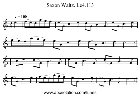 Saxon Waltz. Le4.113 - staff notation