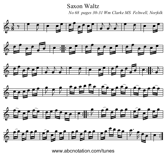 Saxon Waltz - staff notation