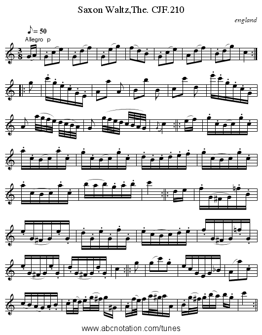 Saxon Waltz,The. CJF.210 - staff notation