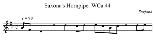 Saxona's Hornpipe. WCa.44 - staff notation
