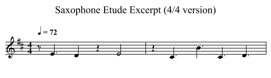 Saxophone Etude Excerpt (4/4 version) - staff notation