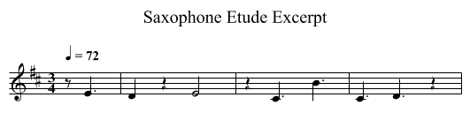 Saxophone Etude Excerpt - staff notation