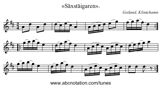 »Säxstäigaren». - staff notation