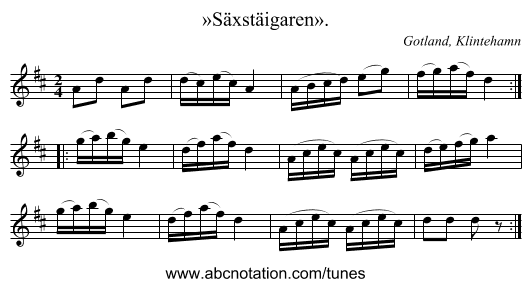 »Säxstäigaren». - staff notation