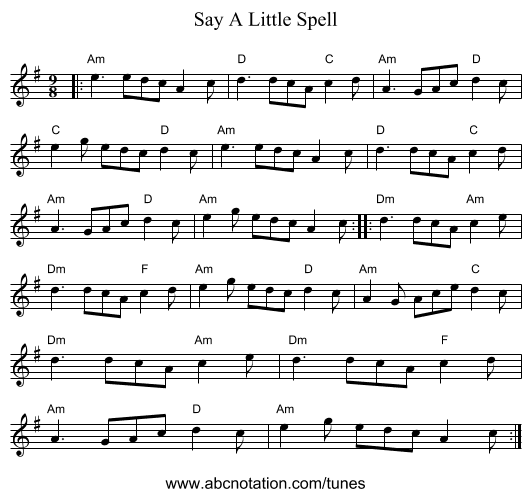 Say A Little Spell - staff notation