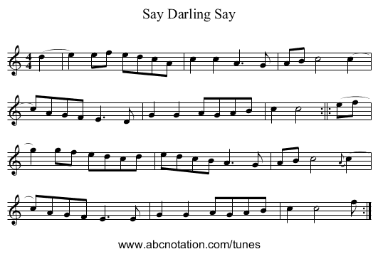 Say Darling Say - staff notation