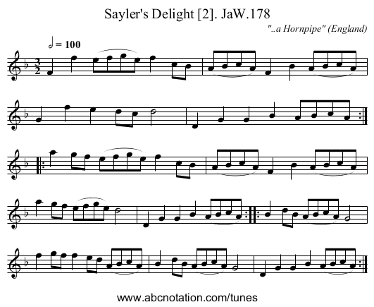 Sayler's Delight [2]. JaW.178 - staff notation
