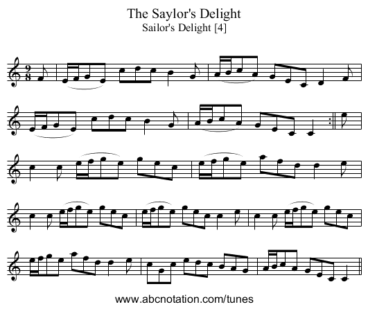 Saylor's Delight, The - staff notation