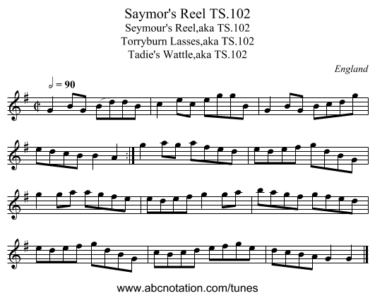 Saymor's Reel TS.102 - staff notation