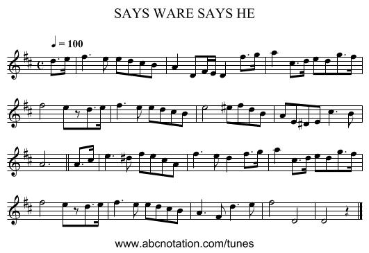 SAYS WARE SAYS HE - staff notation