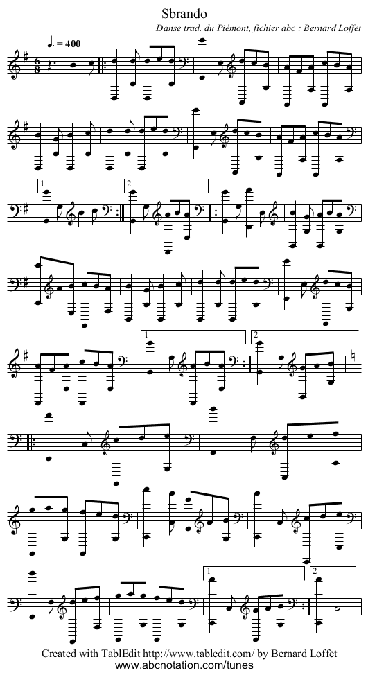 Sbrando - staff notation