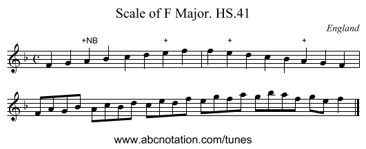 Scale of F Major. HS.41 - staff notation