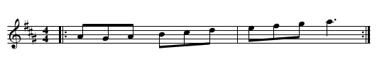 Scale of the Montgomerie 18th century smallpipe - staff notation