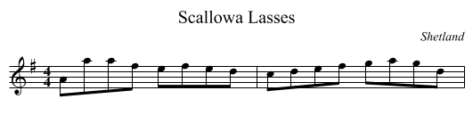 Scallowa Lasses - staff notation