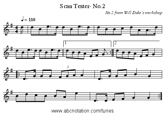 Scan Tester- No.2 - staff notation