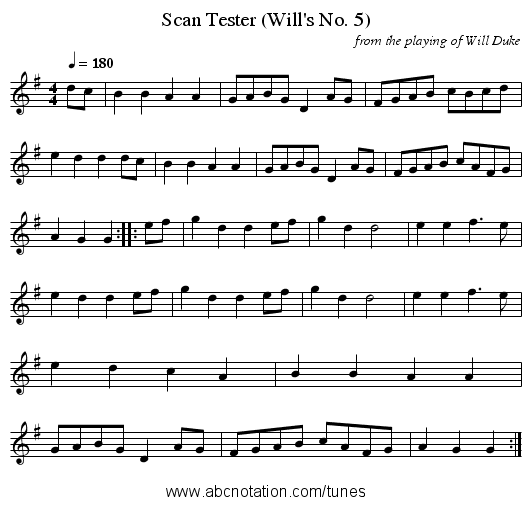 Scan Tester (Will's No. 5) - staff notation