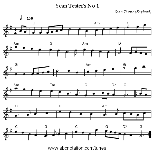 Scan Tester's No 1 - staff notation