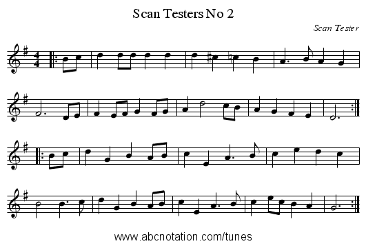 Scan Testers No 2 - staff notation