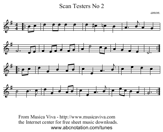 Scan Testers No 2 - staff notation