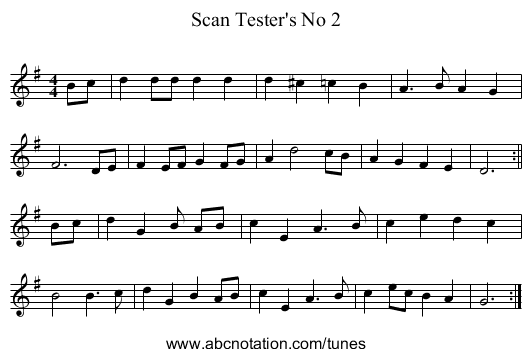 Scan Tester's No 2 - staff notation