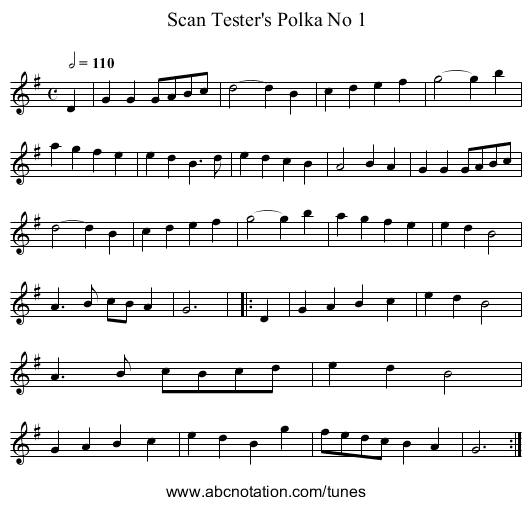 Scan Tester's Polka No 1 - staff notation
