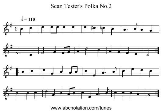 Scan Tester's Polka No.2 - staff notation