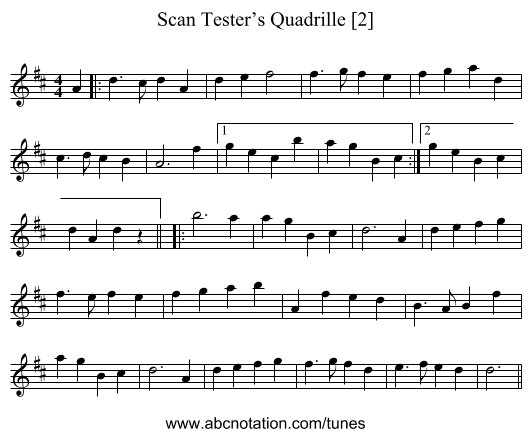 Scan Tester’s Quadrille [2] - staff notation