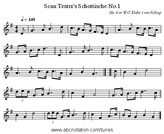 Scan Tester's Schottische No.1 - staff notation