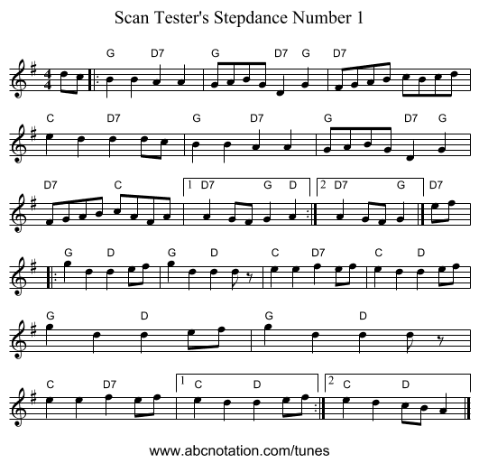 Scan Tester's Stepdance Number 1 - staff notation