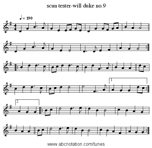 scan tester-will duke no.9 - staff notation