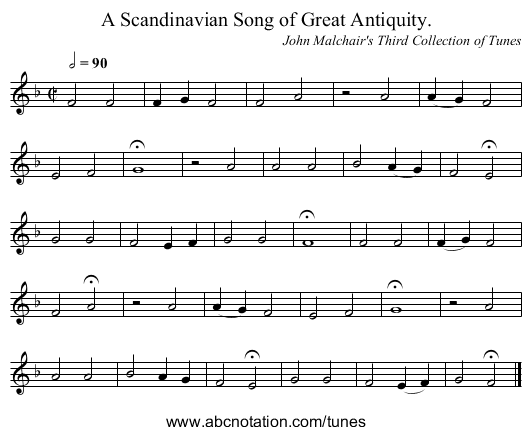 Scandinavian Song of Great Antiquity., A - staff notation