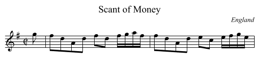 Scant of Money - staff notation