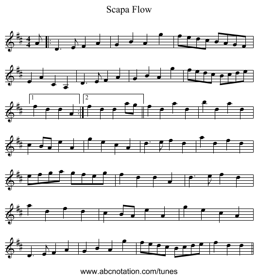 Scapa Flow - staff notation