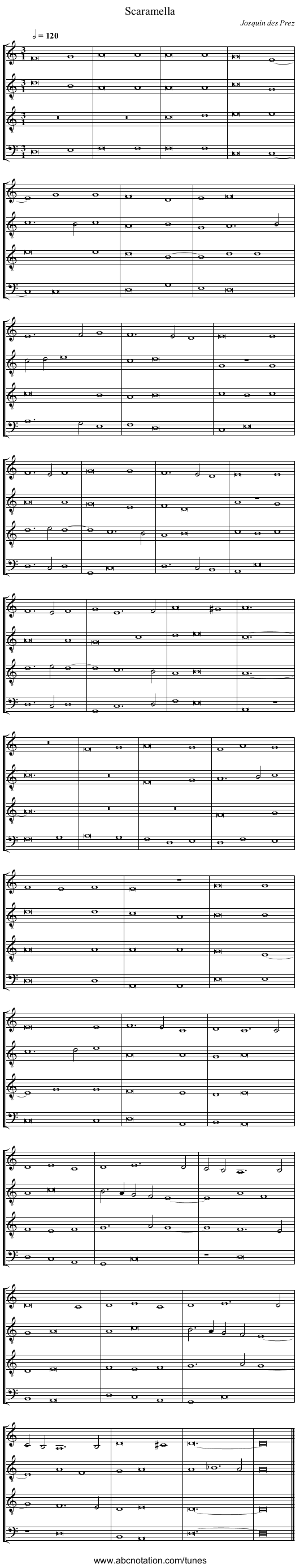 Scaramella - staff notation