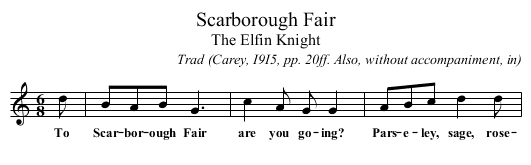 Scarborough Fair - staff notation