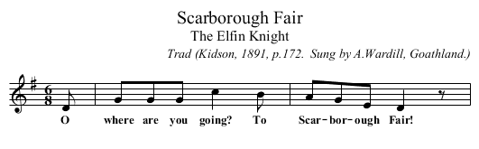 Scarborough Fair - staff notation