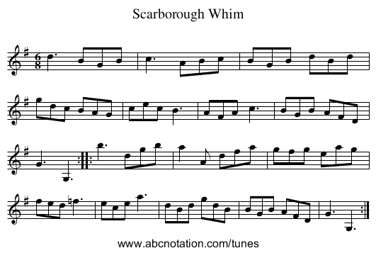 Scarborough Whim - staff notation