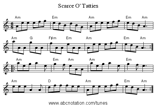 Scarce O' Tatties - staff notation