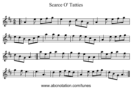 Scarce O' Tatties - staff notation