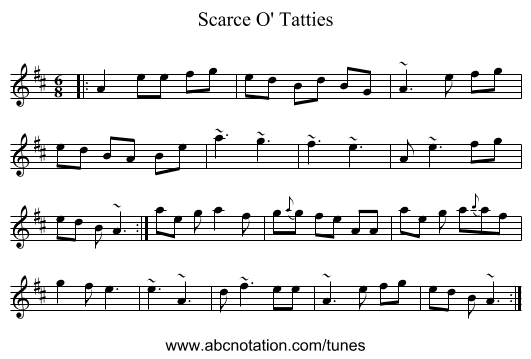 Scarce O' Tatties - staff notation