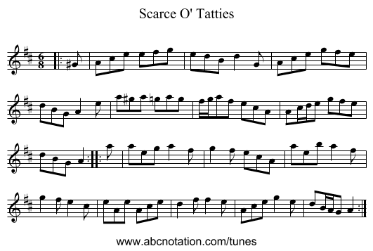 Scarce O' Tatties - staff notation