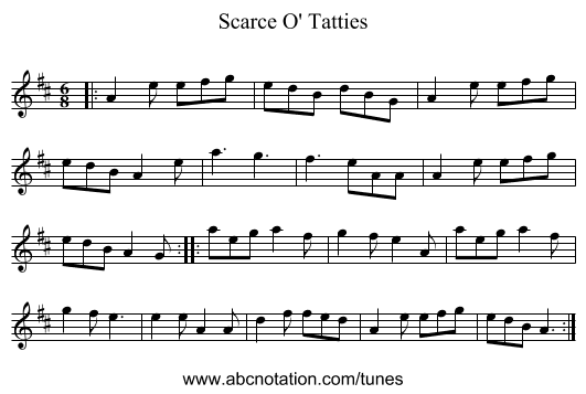 Scarce O' Tatties - staff notation
