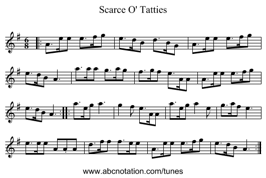Scarce O' Tatties - staff notation