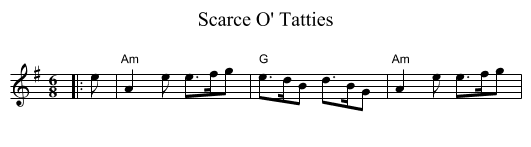 Scarce O' Tatties - staff notation